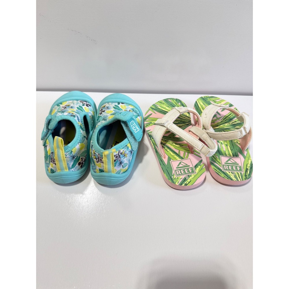 Bundle Toddler Girls Reef Mickey Mouse Water Shoes Beach Summer sz 5-6 Blue